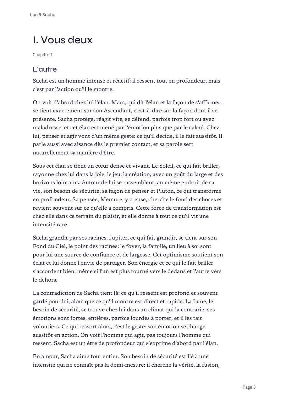 Une page du rapport d’exemple : le début du chapitre « L'autre »